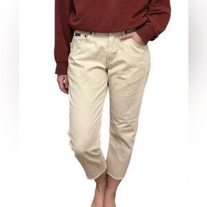 Quiksilver cream ankle denim jeans, 30, fits Medium, Summer Pants, raw edge hem